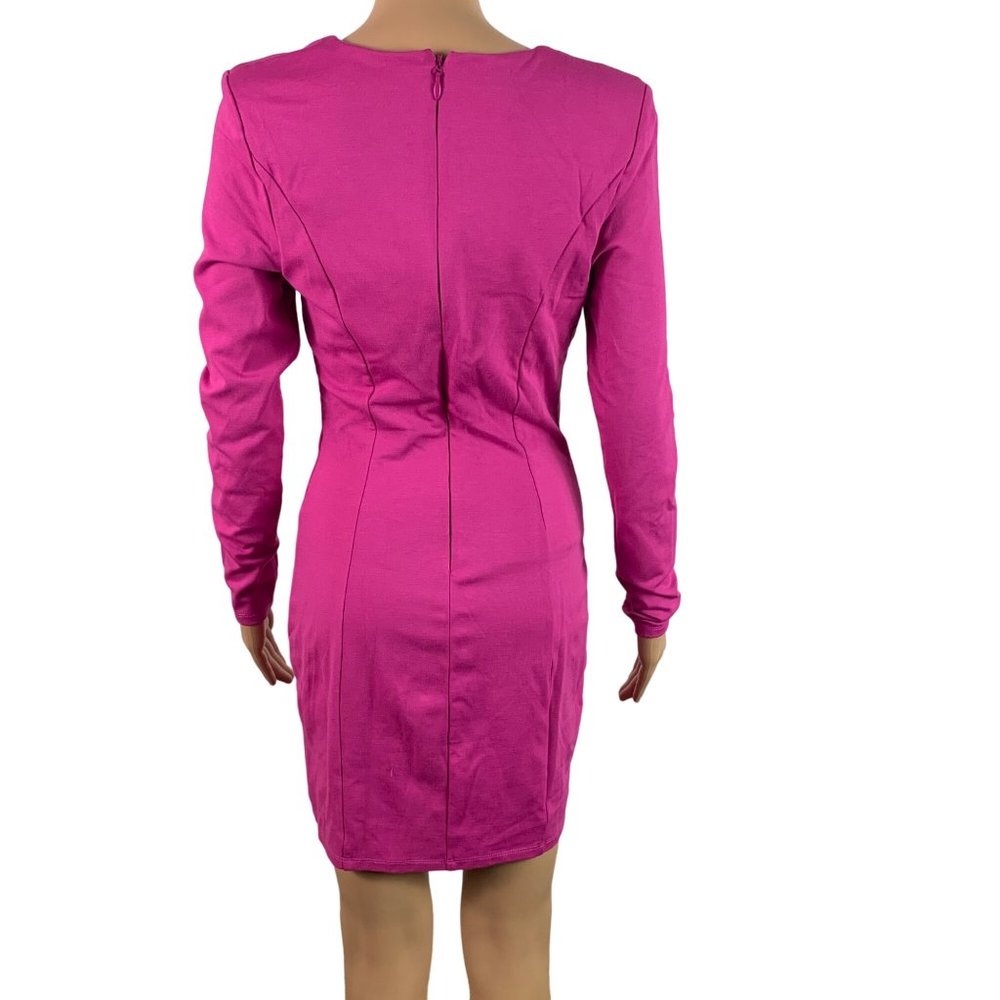 BEBE Women's Size Small Pink V Neck Body Contoured Fitted Dress - Picture 5 of 13